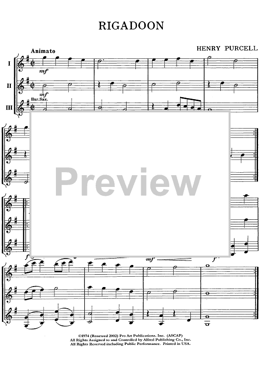 Rigadoon - Eb Saxes / Eb Clarinets