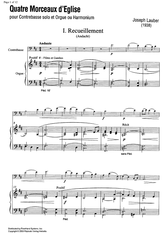 Quatre Morceaux d'Eglise - Score