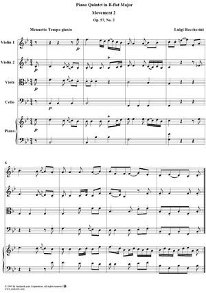 Piano Quintet in B-flat Major, Movement 2 - Piano Score