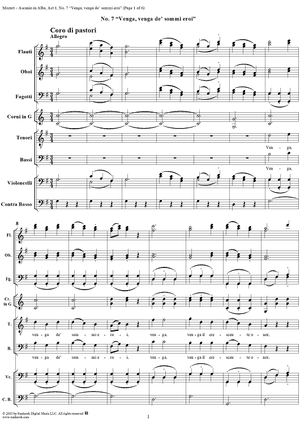 "Venga, venga de' sommi eroi", No. 7 from "Ascanio in Alba", Act 1, K111 - Full Score