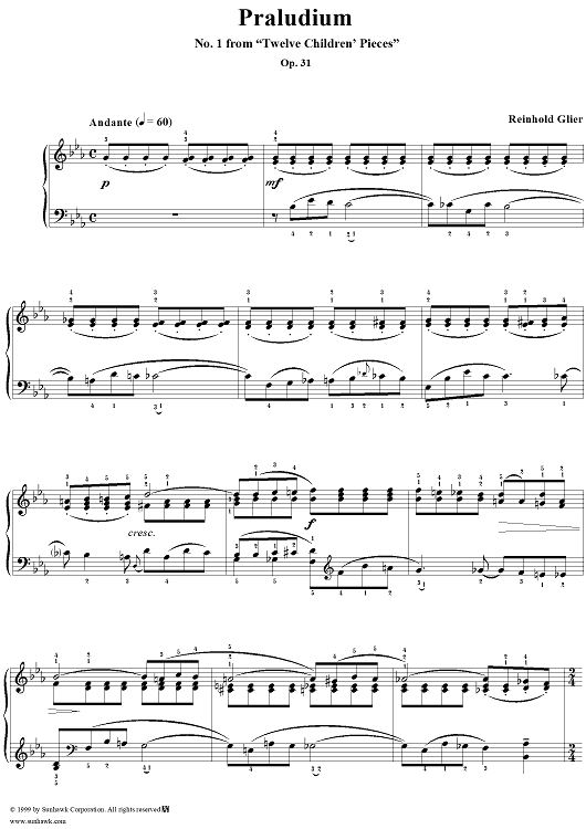 Präludium - No. 1 from "Twelve Children's Pieces" Op. 31