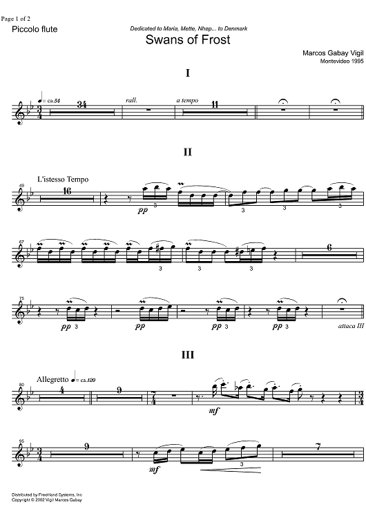 Swans of Frost - Piccolo