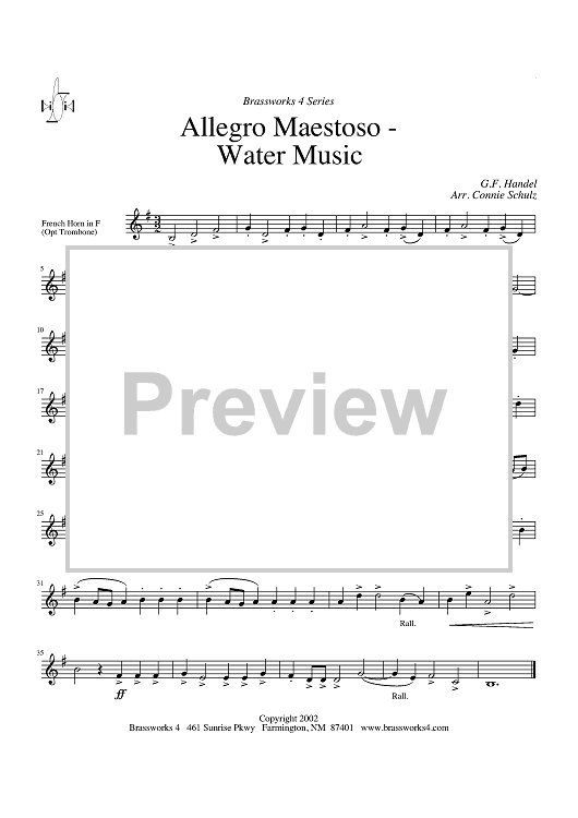 Allegro Maestoso - Water Music - Horn in F