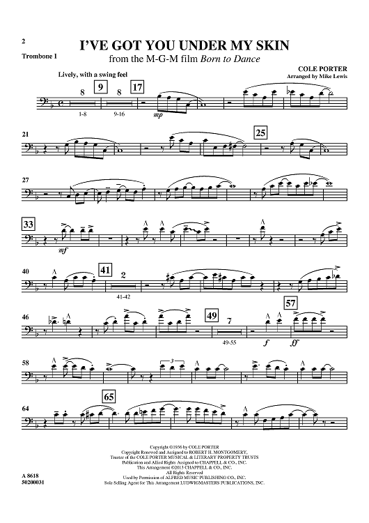 I've Got You Under My Skin - from the M-G-M film Born to Dance - Trombone 1