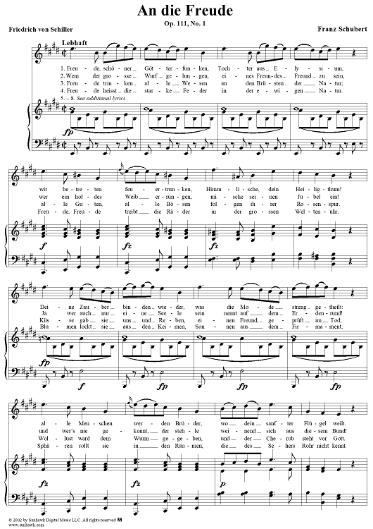 An die Freude, Op. 111, No. 1