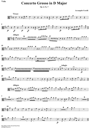 Concerto Grosso No. 7 in D Major, Op. 6, No. 7 - Viola