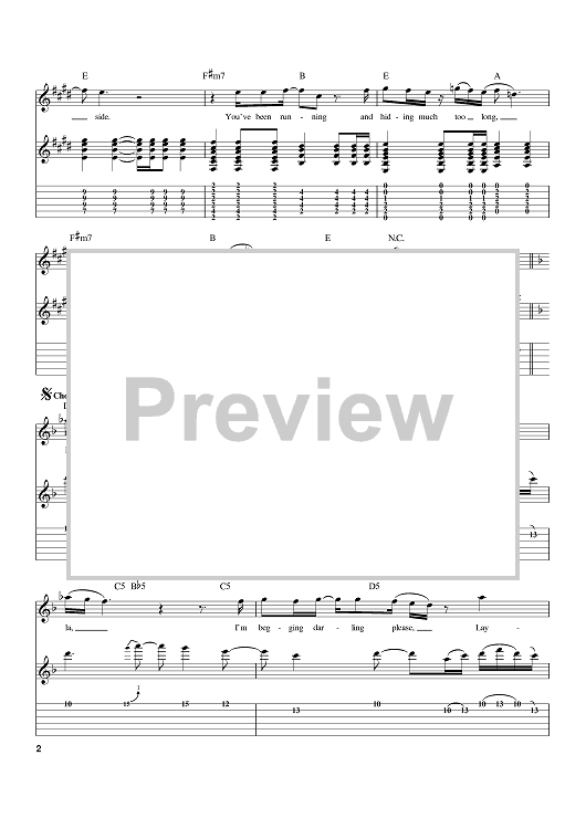 Layla Riff Sheet Music Layla
