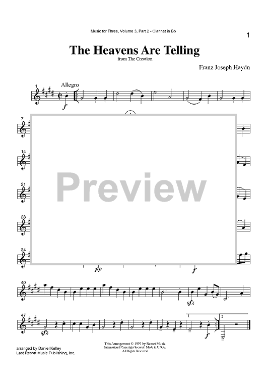 The Heavens Are Telling - from The Creation - Part 2 Clarinet in Bb