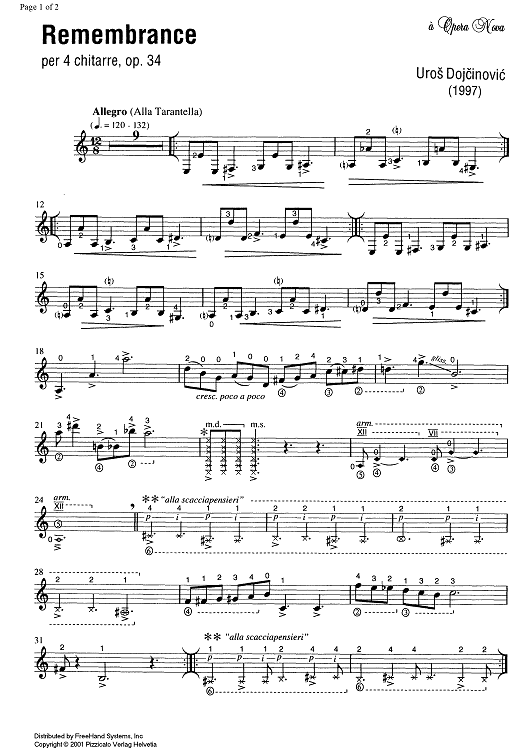 Remembrance Op.34 - Guitar 3