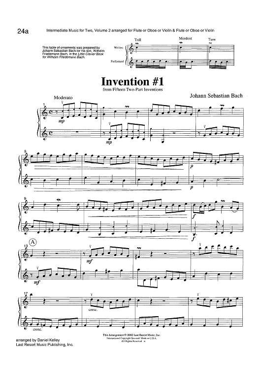 Invention #1 - from Fifteen Two-Part Inventions