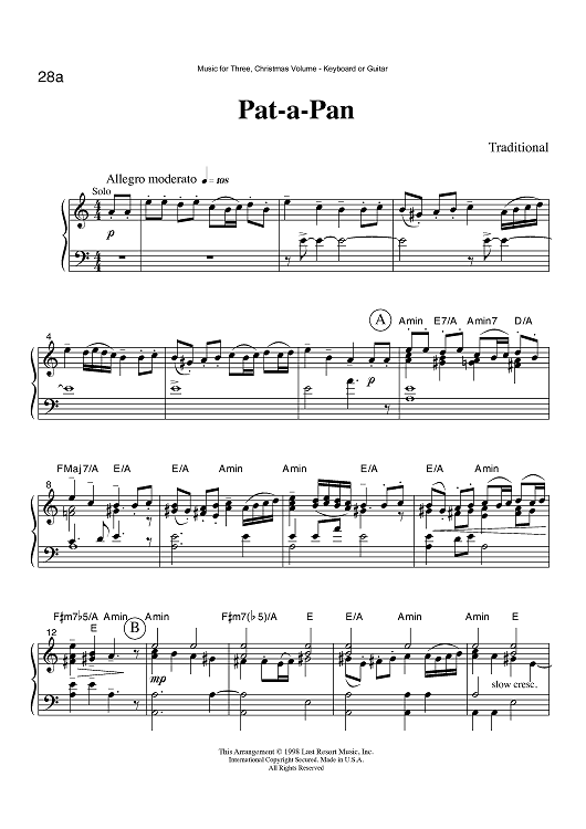 Pat-a-Pan - Keyboard or Guitar