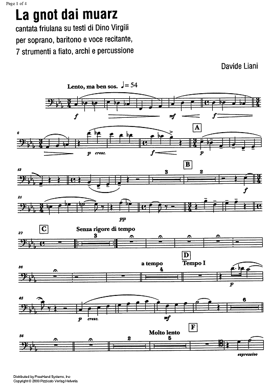 La gnot dai muarz (The night of the Dead) [set of parts] - Bassoon