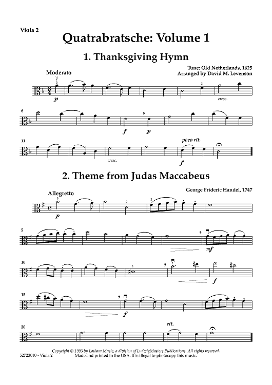 Quatrabratsche: Volume 1 for Viola Quartet - Viola 2