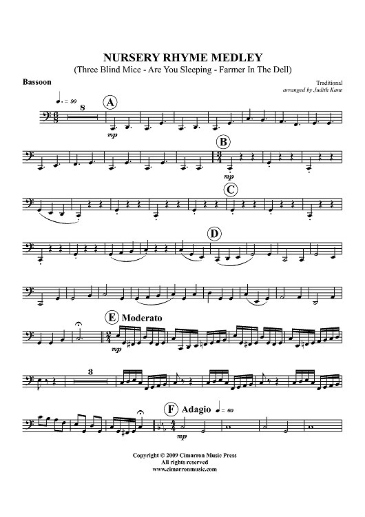 Nursery Rhyme Medley - Bassoon