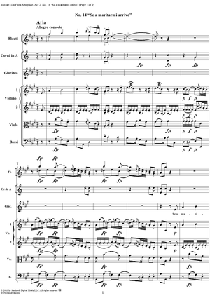 "Se a maritarmi arrivo", No. 14 from "La Finta Semplice", Act 2, K46a (K51) - Full Score