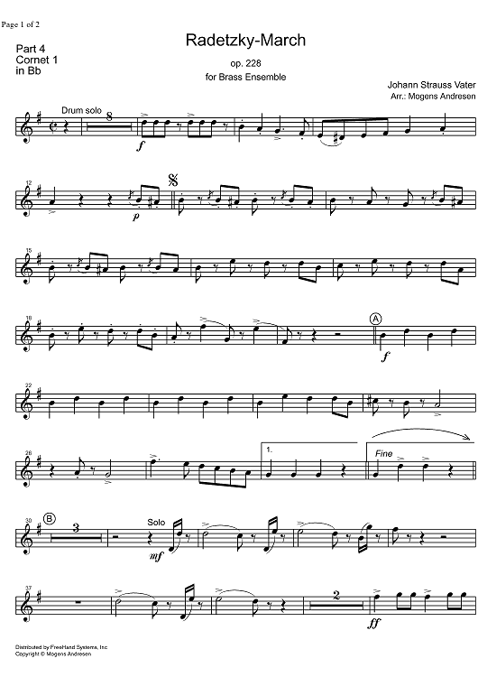 Radetzky Marsch Op.228 - B-flat Cornet 1