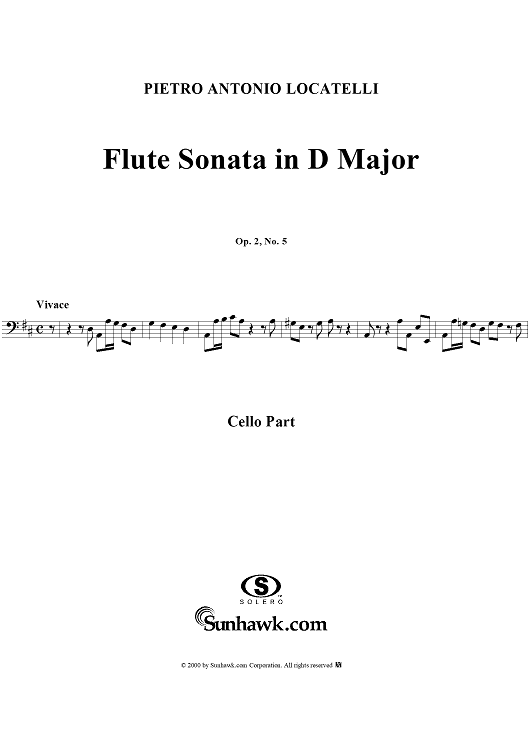 Flute Sonata in D Major, Op. 2, No. 5 - Cello
