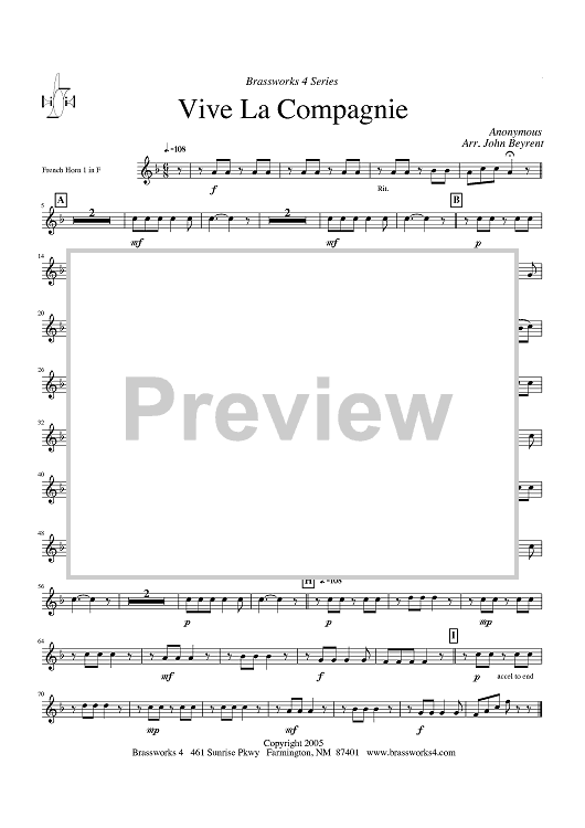 Vive La Compagnie - Horn 1 in F