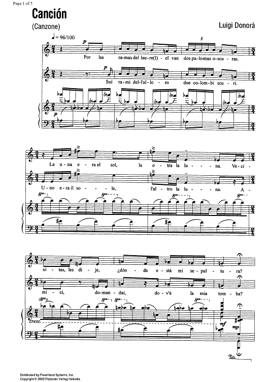 Cancion/Canzone - Score