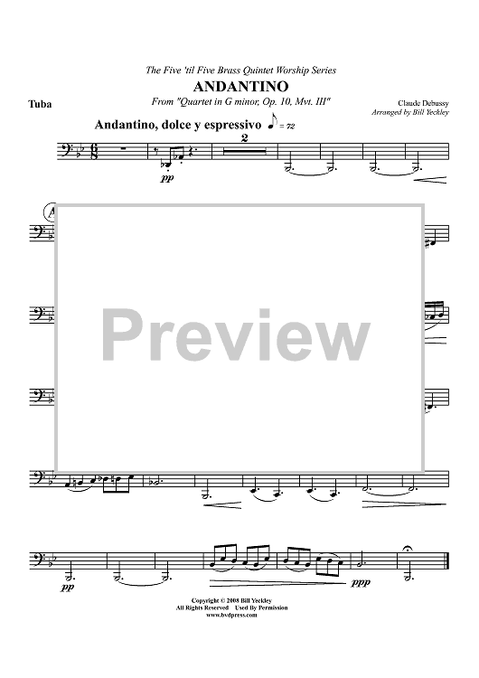 Andantino - From "Quartet in G minor, Op. 10, Mvt. III" - Tuba