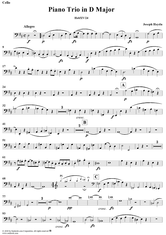 Piano Trio in D Major (HobXV/24) - Cello