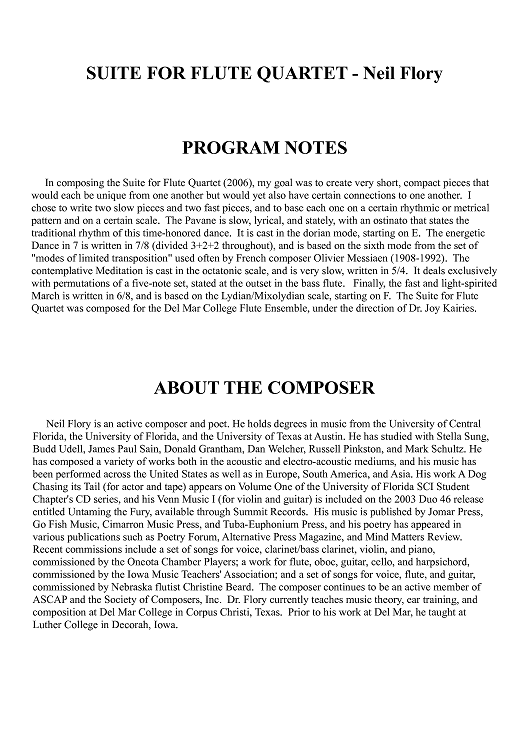 Suite for Flute Quartet - Score