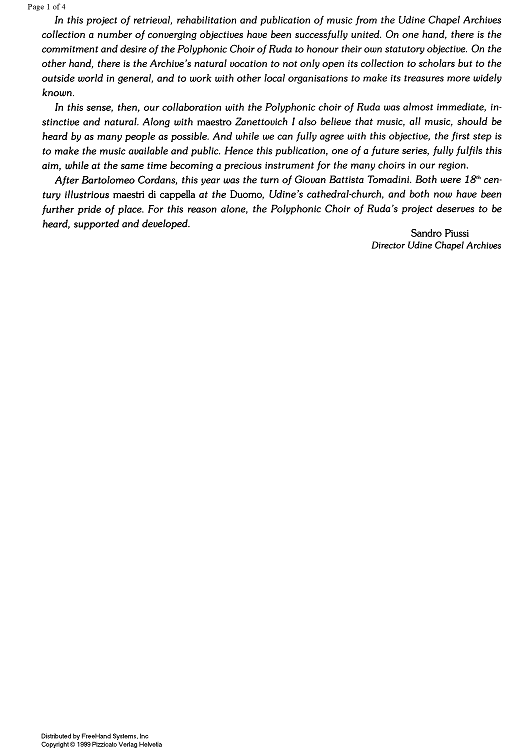 Messa breve in Re (Missa brevis in D Major) - Preface