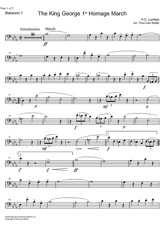 King George 1st Homage March - Bassoon 1