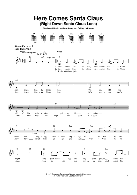 Here Comes Santa Claus (Right Down Santa Claus Lane)