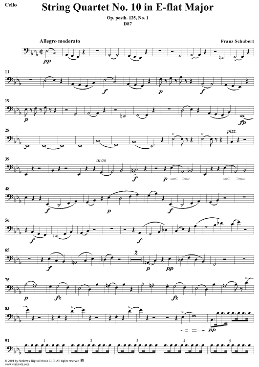 String Quartet No. 10 in E-flat Major, Op. posth. 125, No. 1 - Cello