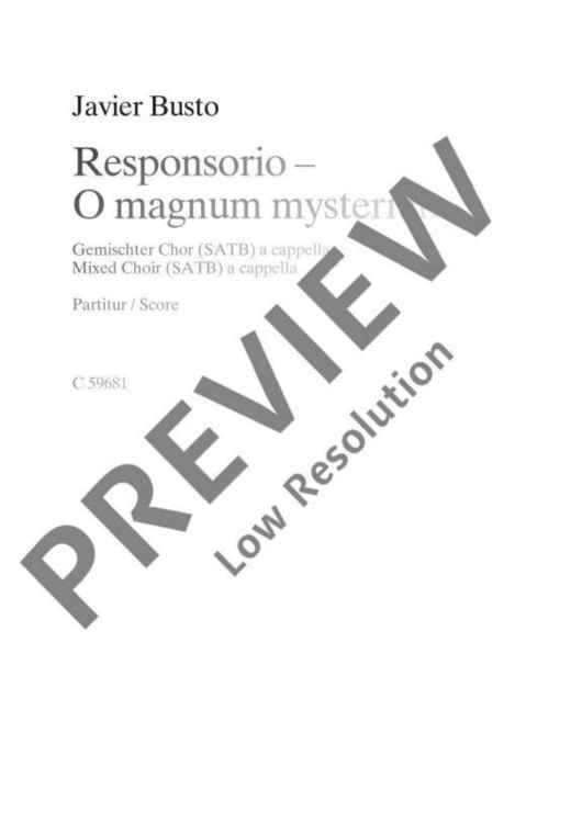 Responsorio - O magnum mysterium - Choral Score