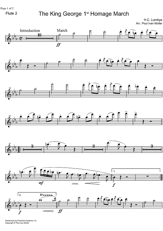 King George 1st Homage March - Flute 2