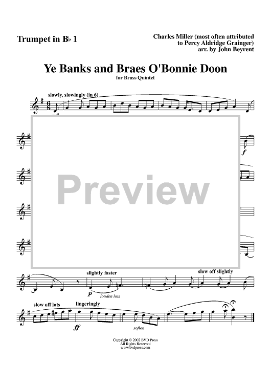 Ye Banks and Braes O'Bonnie Doon - Trumpet 1
