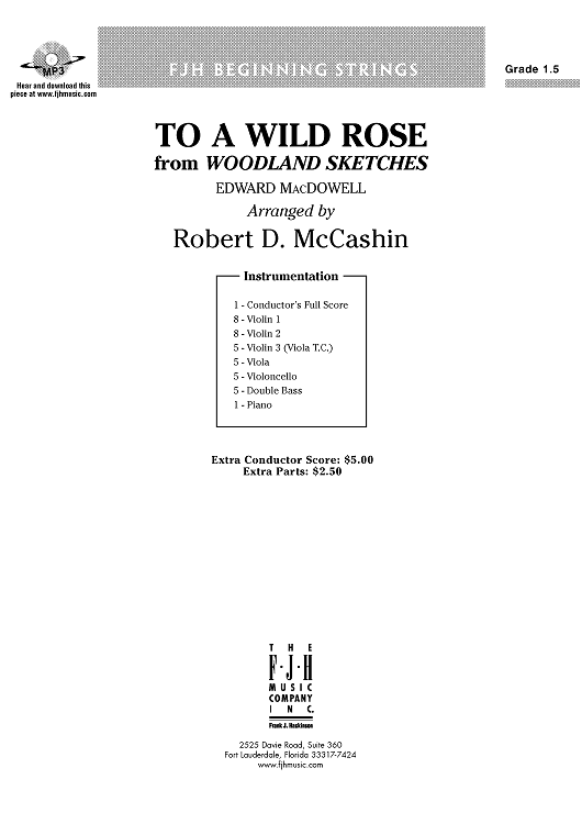 To a Wild Rose - Score