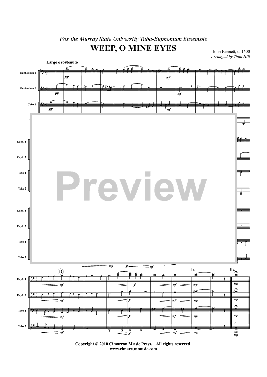 Weep, O Mine Eyes - Score