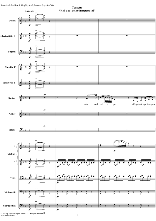 Terzetto: Ah! qual colpo inaspettato!, No. 19 from "Il Barbiere di Siviglia" - Full Score