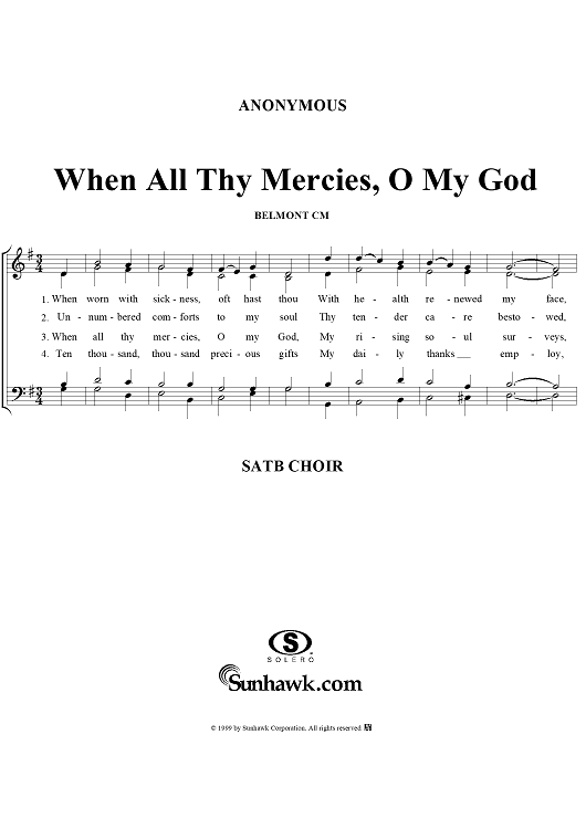 When All Thy Mercies, O My God