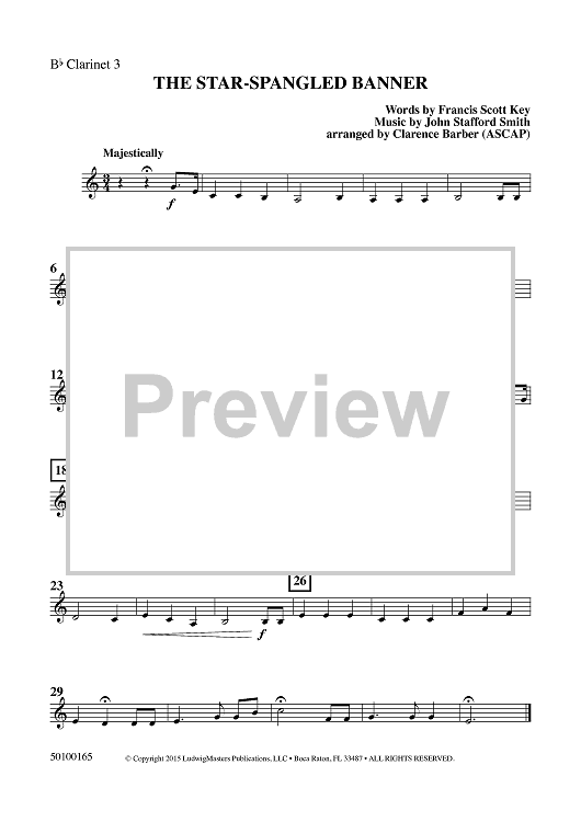 The Star-Spangled Banner - Clarinet 3 in Bb