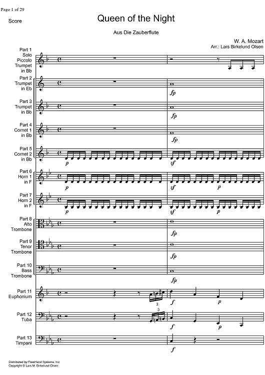 Der Hölle Rache kocht in Meinen Herzen from Die Zauberflöte KV620 - Score