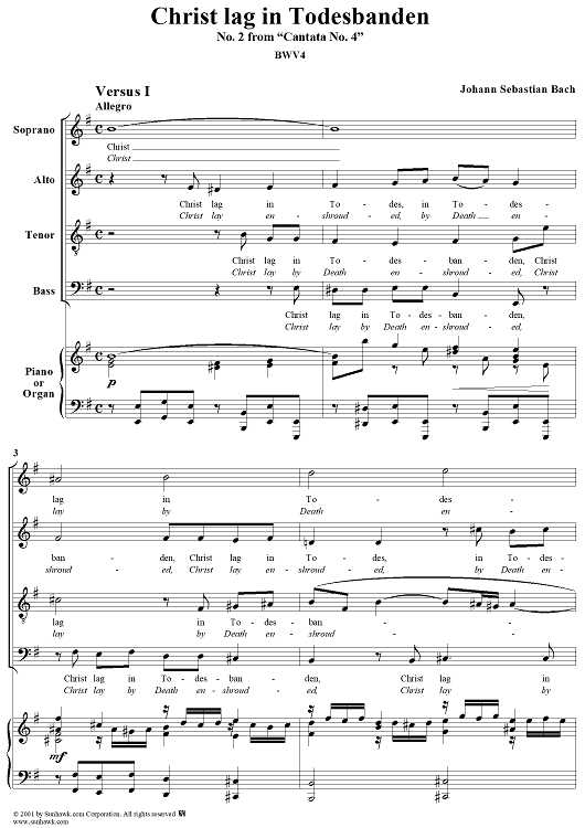 "Christ lag in Todesbanden" (chorus), No. 2 from Cantata No. 4