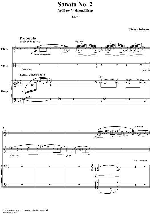 Sonata No. 2 for Flute, Viola and Harp - Harp