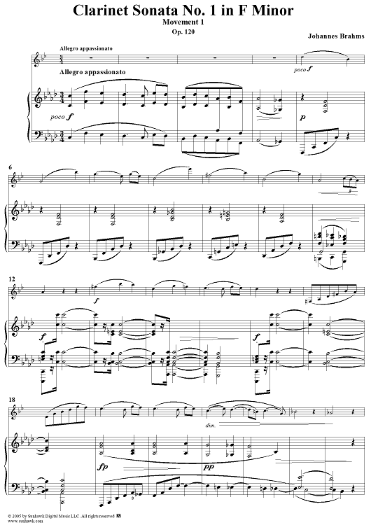 Viola Sonata No. 1, Movement 1 - Piano Score