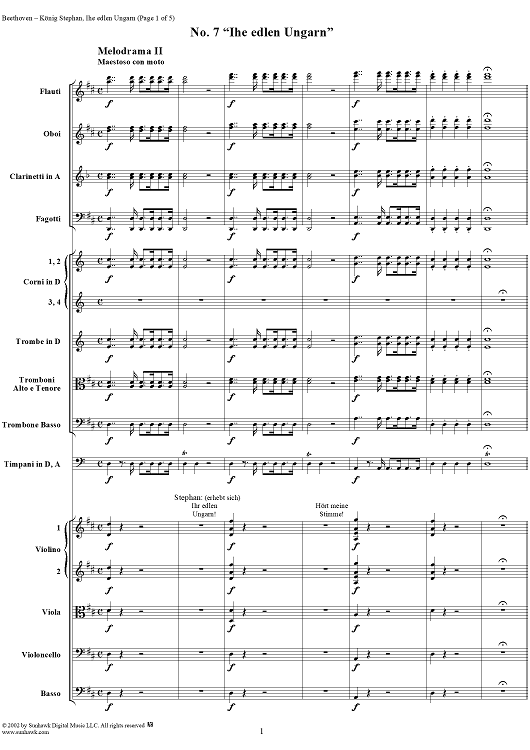 Melodrama 2: Ihr edlen Ungarn, No. 7 from "König Stephan", Op. 117 - Full Score