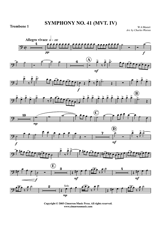 Symphony No. 41, Mvt. IV - Trombone 1