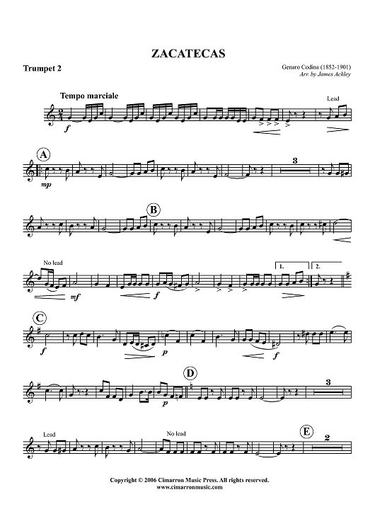 Zacatecas March - Trumpet 2