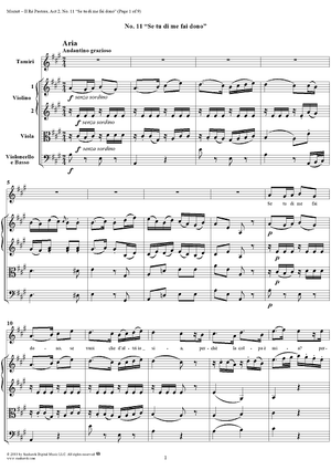 Se tu di me fai dono, No. 11 from "Il Re Pastore", Act 2 (K208) - Full Score