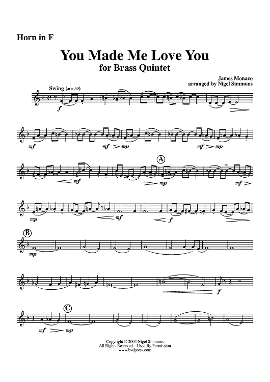 You Made Me Love You - Horn