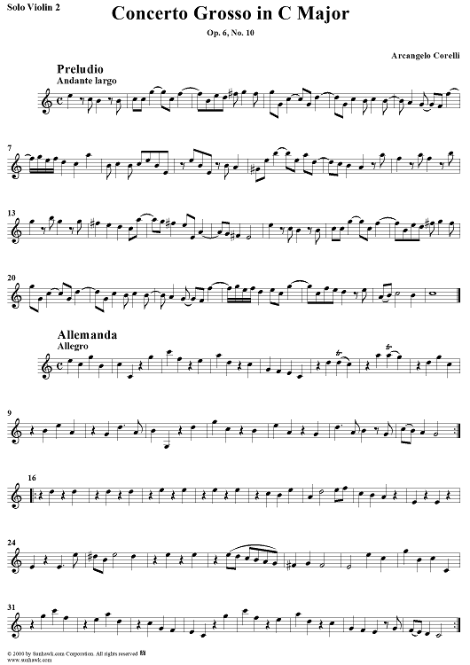 Concerto Grosso No. 10 in C Major, Op. 6, No. 10 - Solo Violin 2