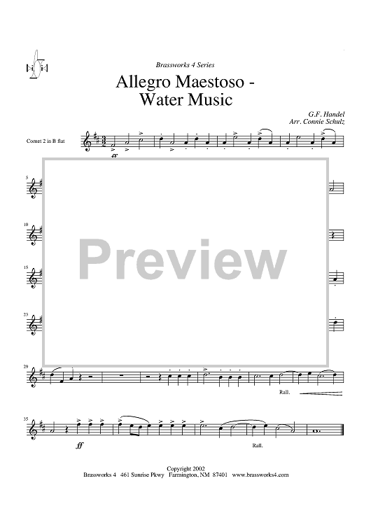 Allegro Maestoso - Water Music - Cornet 2/Trumpet 2