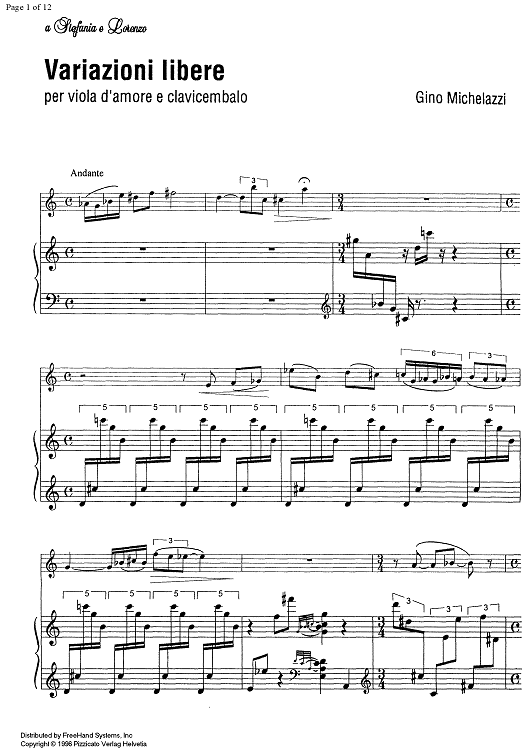 Variazioni libere - Score